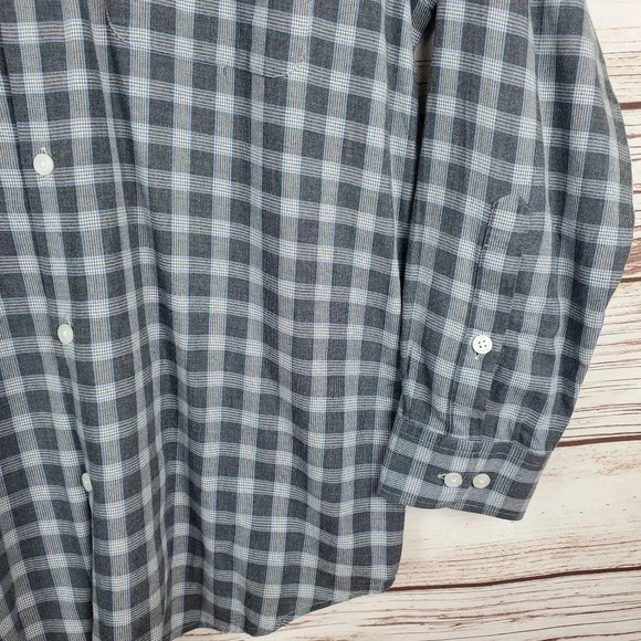 Orvis Mens Large Gray Houndstooth Plaid Long Sleeve Button Down Shirt       #198 - Picture 7 of 10